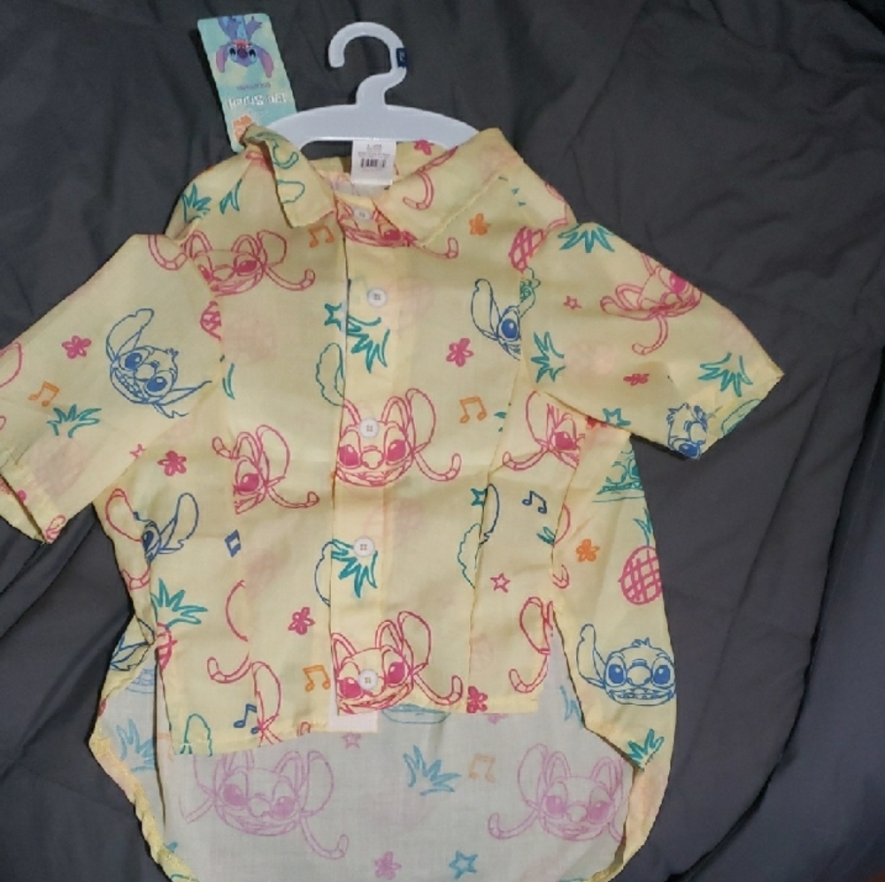 Disney Yellow Cartoon Print Button Down Shirt -Brand New, Never Worn!